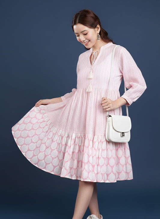 Hand Block Print Dress #0228