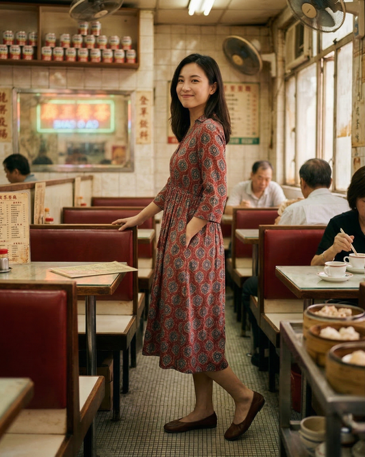 Red Flare Shirt Dress #0252