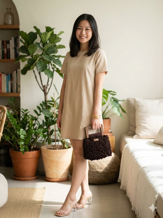 Brown Bucket Handheld Bag