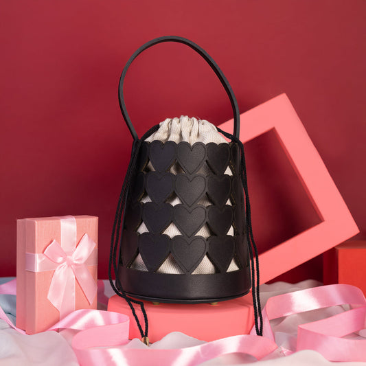 Love Lattice Bucket Bag-Black