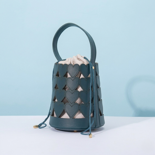 Love Lattice Bucket Bag-Blue-green