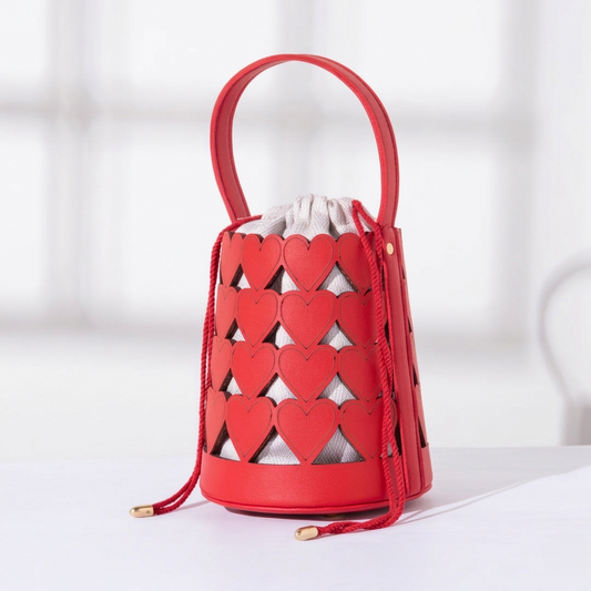 Love Lattice Bucket Bag-Red