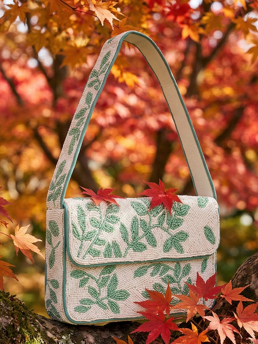 Green Leave Beaded Clutch #0246G